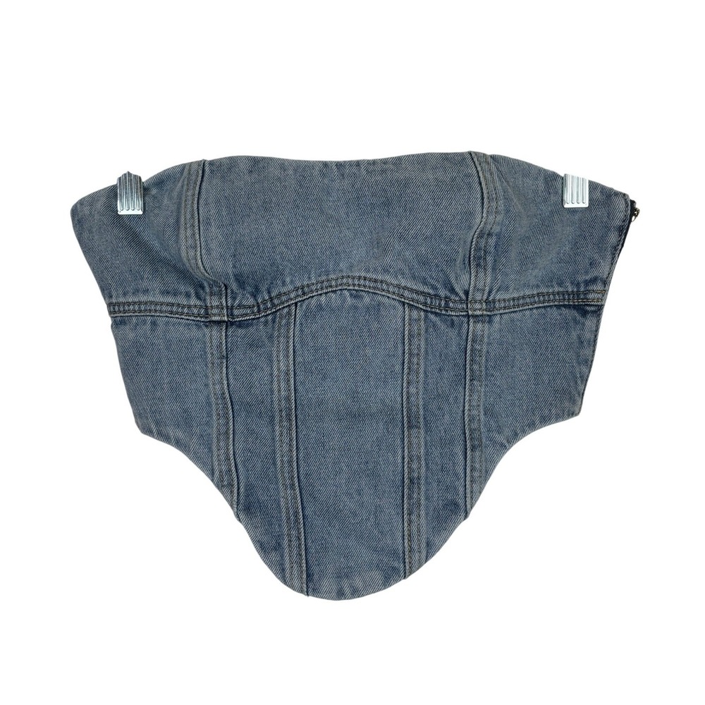 Babyboo Denim Corset Top Blue Lace Up Back Y2K Streetwear Festival Cowgirl XS